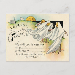 Vintage Hälsning för Halloween—Inbjudan Vykort