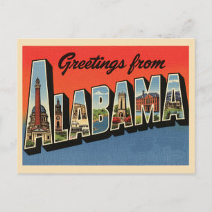 Vintage "Hälsning från Alabama" Vykort