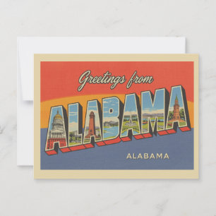 Vintage "Hälsning från Alabama" Vykort