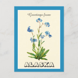 Vintage Hälsning från Alaska Glöm mig inte Vykort