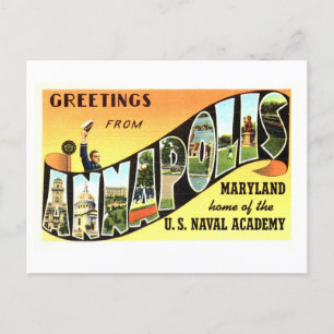 Vintage Hälsning från Annapolis, Maryland Vykort