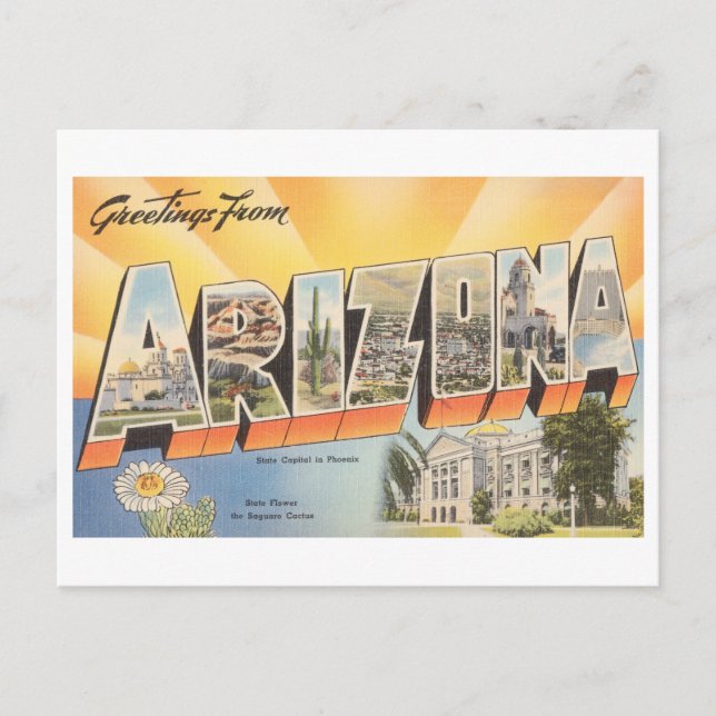 Vintage Hälsning från Arizona Vykort (Framsida)