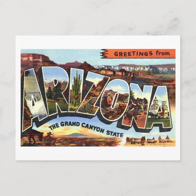 Vintage Hälsning från Arizona Vykort (Framsida)
