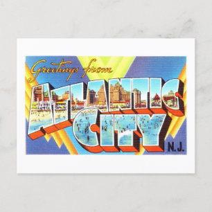 Vintage Hälsning från Atlantic City, New jersey Vykort