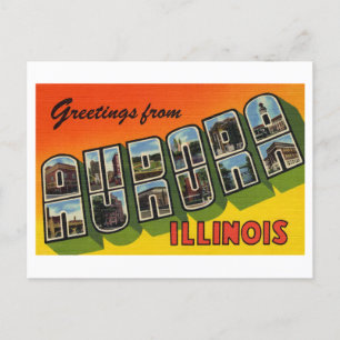Vintage Hälsning från Aurora, Illinois Vykort