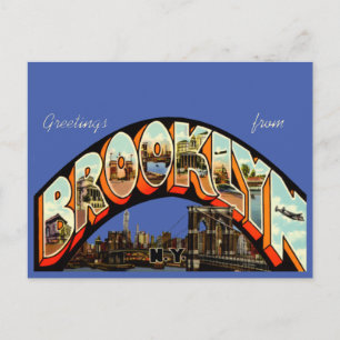 Vintage Hälsning från Brooklyn, New York Travel Vykort