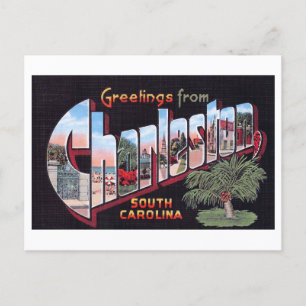 Vintage Hälsning från Charleston, South Carolina Vykort