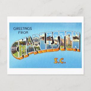 Vintage Hälsning från Charleston, South Carolina Vykort