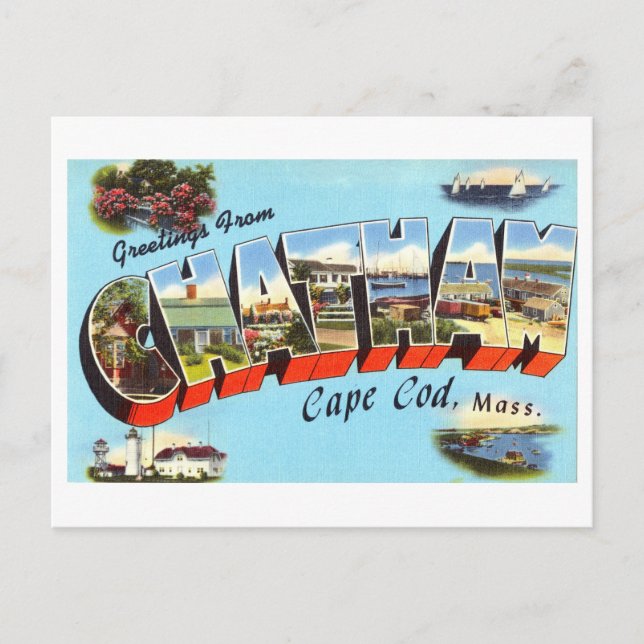 Vintage Hälsning från Chatham, Massachusetts Vykort (Framsida)