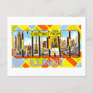 Vintage Hälsning från Chicago, Illinois Vykort