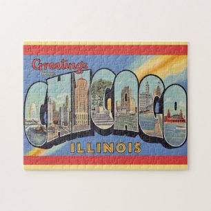 Vintage Hälsning från Chicago Pussel