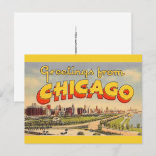 Vintage hälsning från Chicago  Vykort