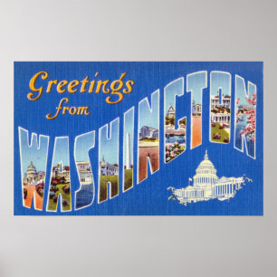 Vintage Hälsning från City of Washington DC Poster