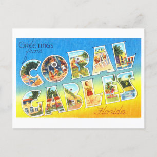 Vintage Hälsning från Coral Gables, Florida Vykort