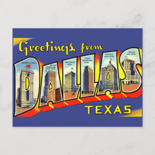 Vintage Hälsning från Dallas, Texas Travel Vykort