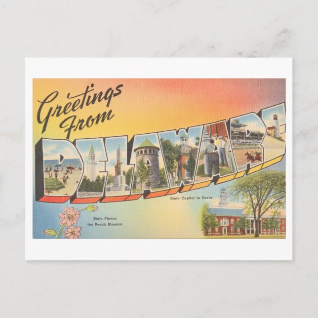 Vintage Hälsning från Delaware Vykort (Framsida)