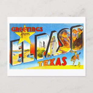 Vintage Hälsning från El Paso, Texas Vykort