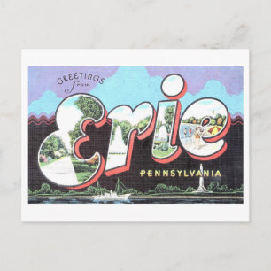 Vintage Hälsning från Erie, Pennsylvania Vykort