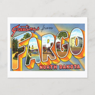 Vintage Hälsning från Fargo, North Dakota Vykort