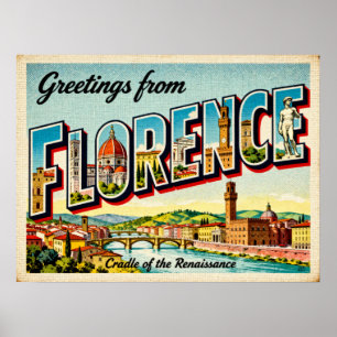 Vintage Hälsning från Florens Poster