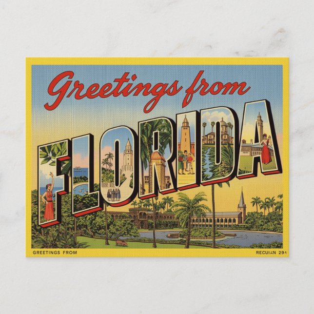 Vintage ’Hälsning från Florida’ Vykort (Framsida)