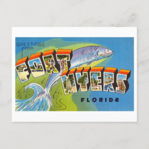Vintage Hälsning från Fort Myers, Florida Vykort