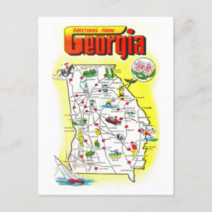 Vintage Hälsning från Georgiens vykort Karta