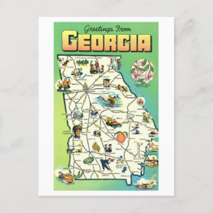 Vintage Hälsning från Georgiens vykort Karta