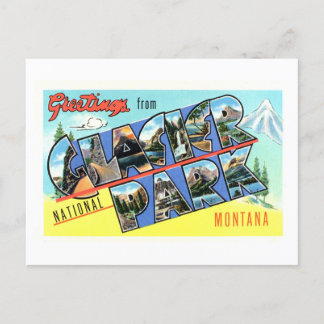 Vintage Hälsning från Glacier nationalpark Vykort