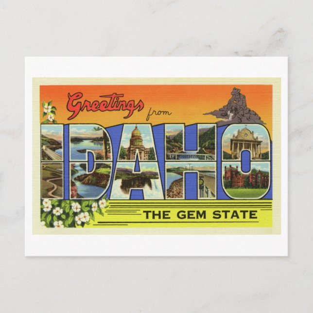 Vintage Hälsning från Idaho Vykort (Framsida)