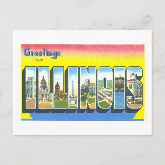 Vintage Hälsning från Illinois Vykort (Framsida)