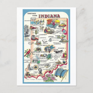 Vintage Hälsning från Indiana Karta vykort