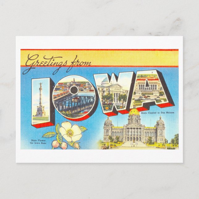 Vintage Hälsning från Iowa Vykort (Framsida)