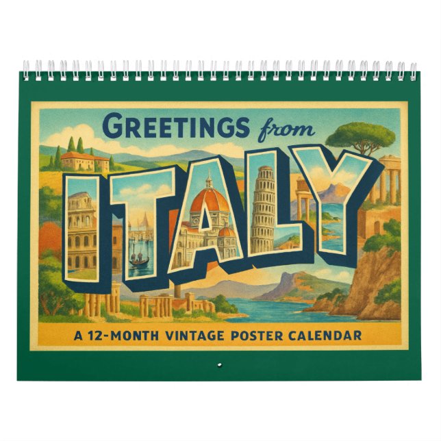 Vintage Hälsning från Italien Travel Calendar Kalender (Omslag)