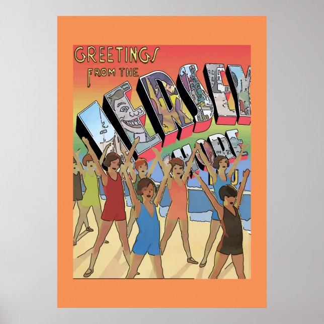 Vintage Hälsning från Jersey Shore Poster (Framsidan)