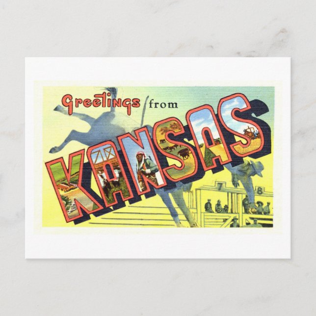 Vintage Hälsning från Kansas Vykort (Framsida)