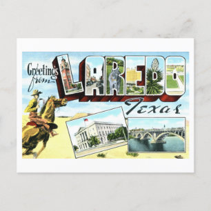 Vintage Hälsning från Laredo, Texas Vykort
