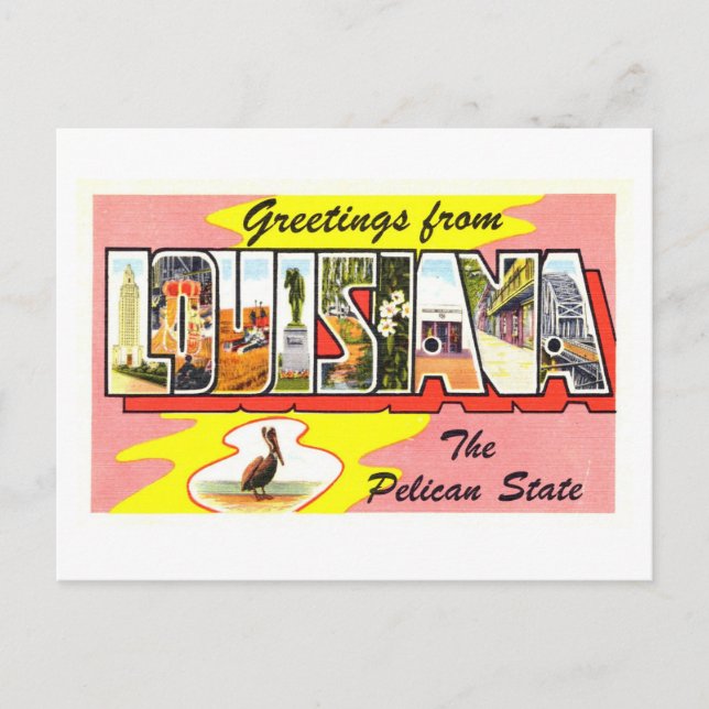 Vintage Hälsning från Louisiana Vykort (Framsida)