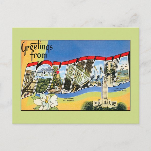 Vintage hälsning från Louisiana Vykort (Framsida)