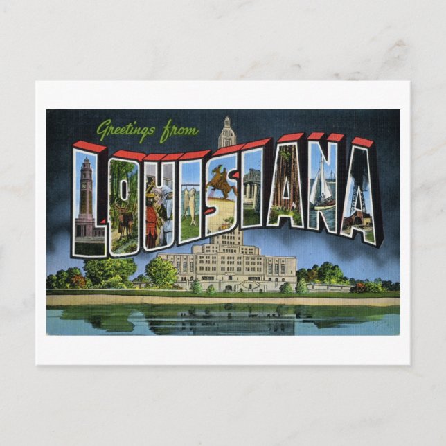 Vintage Hälsning från Louisiana Vykort (Framsida)