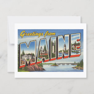 Vintage "Hälsning från Maine" Vykort
