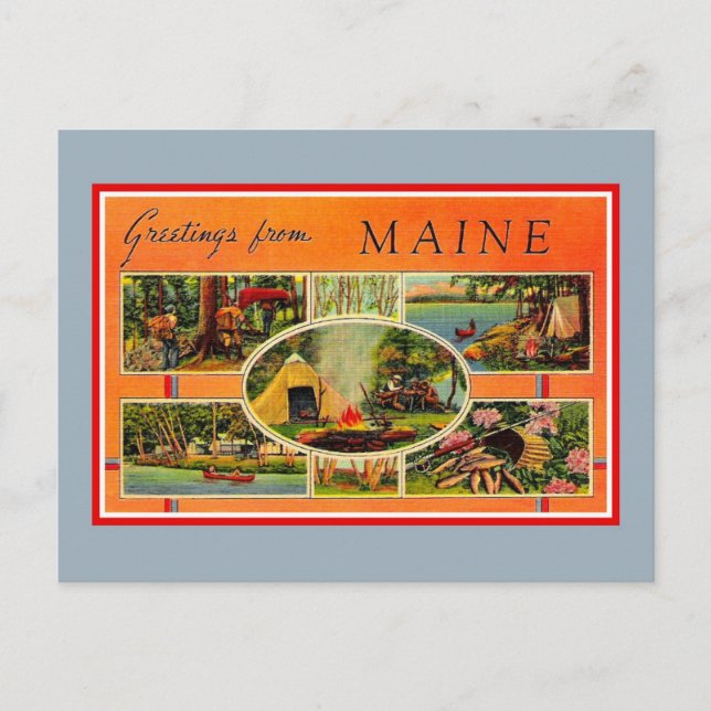 Vintage Hälsning från Maine Vykort (Framsida)