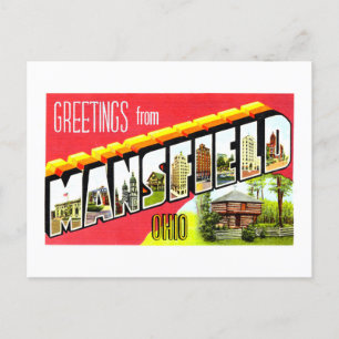 Vintage Hälsning från Mansfield, Ohio, Vykort