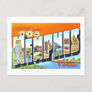 Vintage Hälsning från Memphis, Tennessee Vykort
