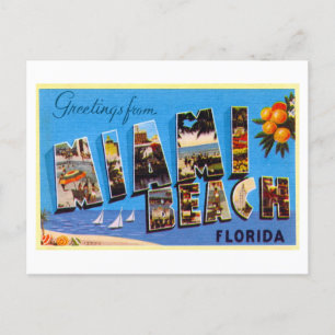 Vintage Hälsning från Miami Beach, Florida Vykort