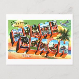 Vintage Hälsning från Miami Beach, Florida. Vykort