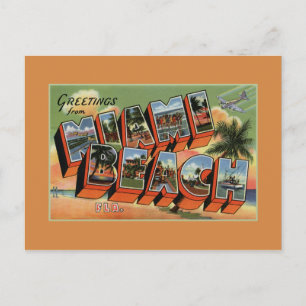 Vintage hälsning från Miami Beach med hög upplösni Vykort