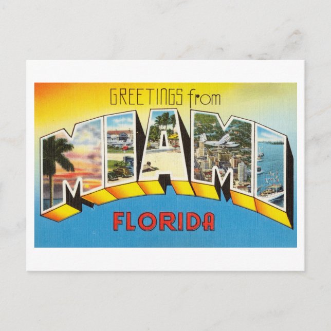 Vintage Hälsning från Miami, Florida Vykort (Framsida)