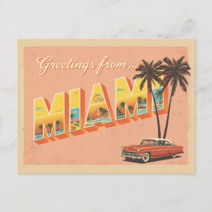 Vintage "Hälsning från Miami" Vykort