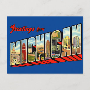 Vintage Hälsning från Michigan Travel Postcard Vykort